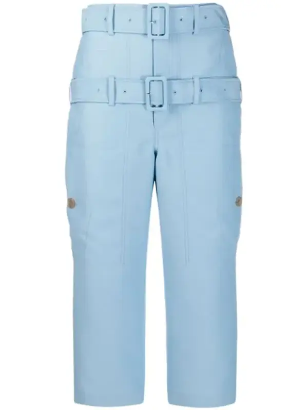 Lanvin Buttoned Double Belted Cropped Trousers In Blue $1490
