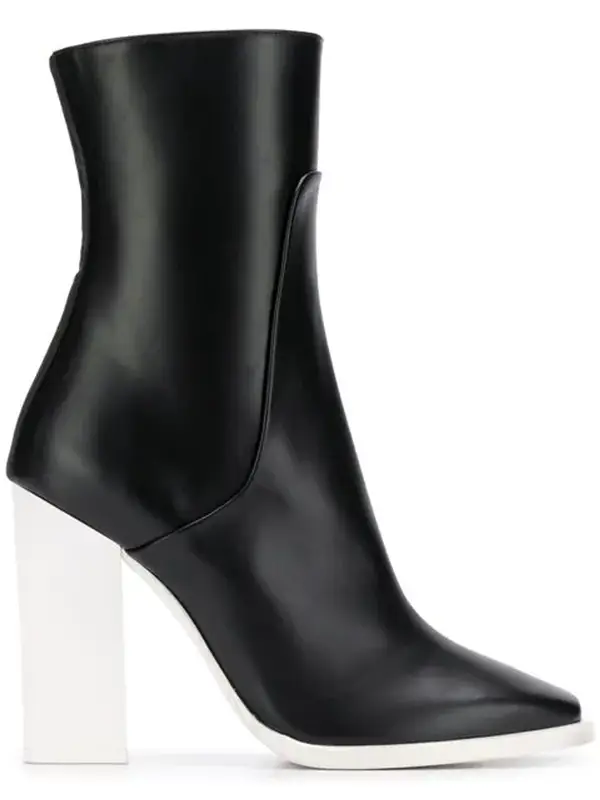 Lanvin Buttoned Contrast Heel Ankle Boots In Black $1336