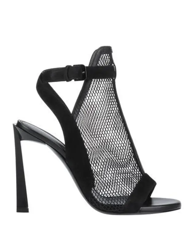 Lanvin Buttoned Suede And Leather-trimmed Mesh Sandals In Black $790