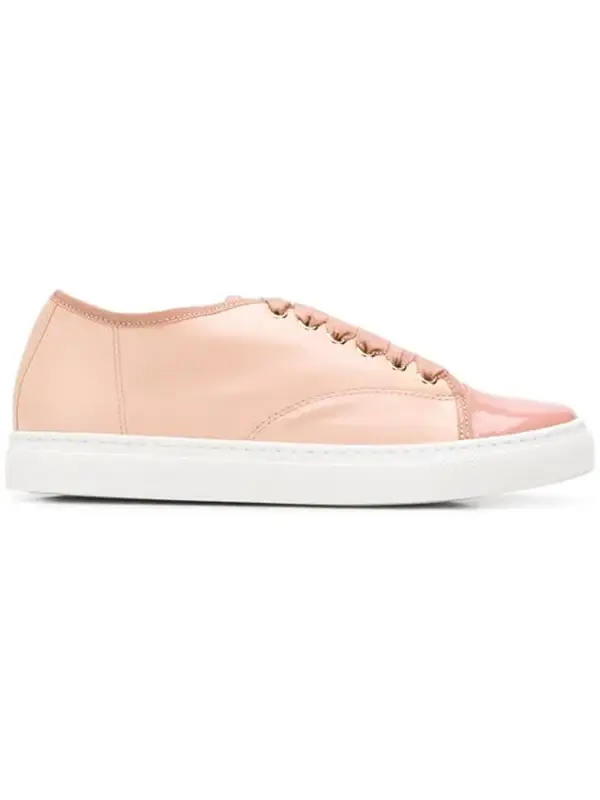 Lanvin Buttoned Lace-up Sneakers In Neutrals $700