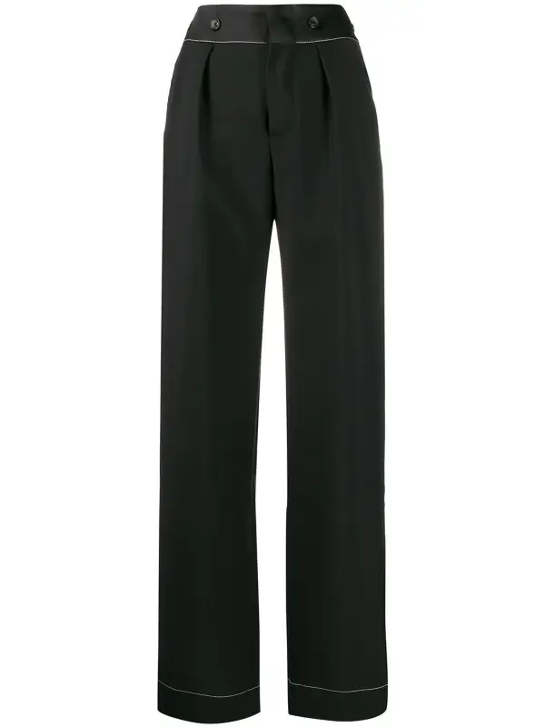 Lanvin Buttoned Tailored Pleat Detailed Trousers In Black $1590