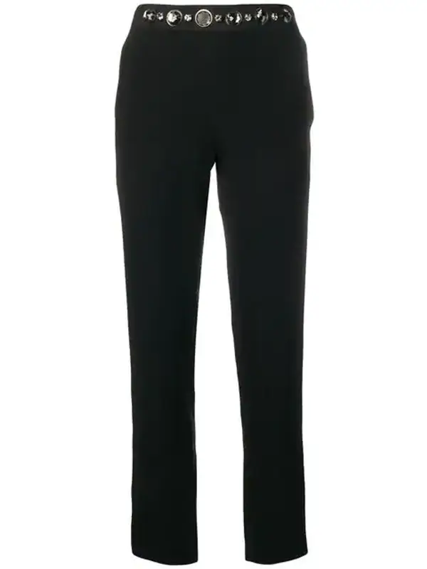 Lanvin Buttoned Crystal-embellished Slim-fit Trousers In Black $1443