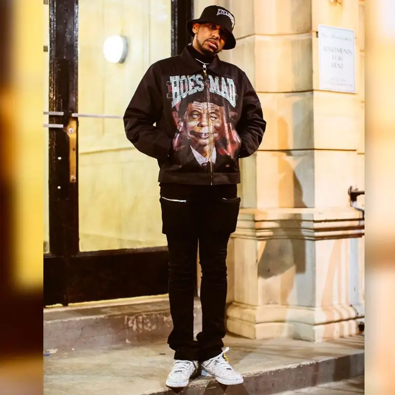 Fabolous outfit in Hoes Mad LA, Nike, and Cactus Plant Flea Market, 2021