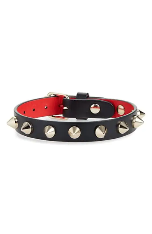Christian Louboutin Loublink Studded Leather Bracelet In Nude 5/silver (n238) $210