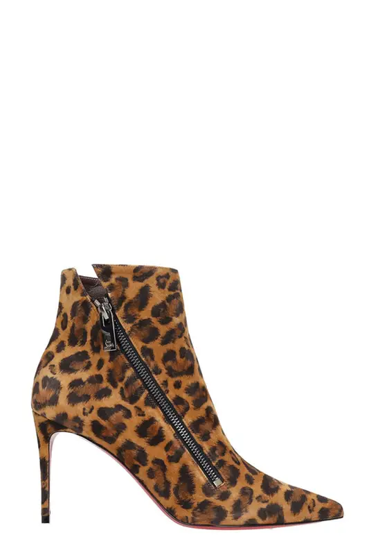Christian Louboutin Brigikate 85 High Heels Ankle Boots In Animalier Suede $1130