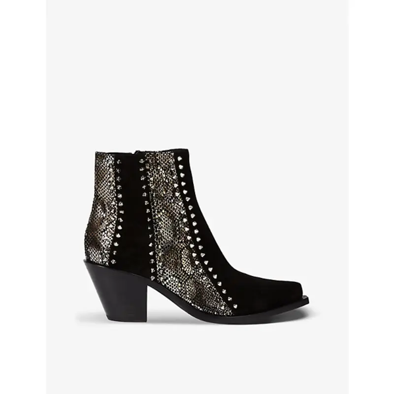 Christian Louboutin Women's With My Guitar Snakeskin-embossed Leather & Suede Ankle Boots In Black $1349