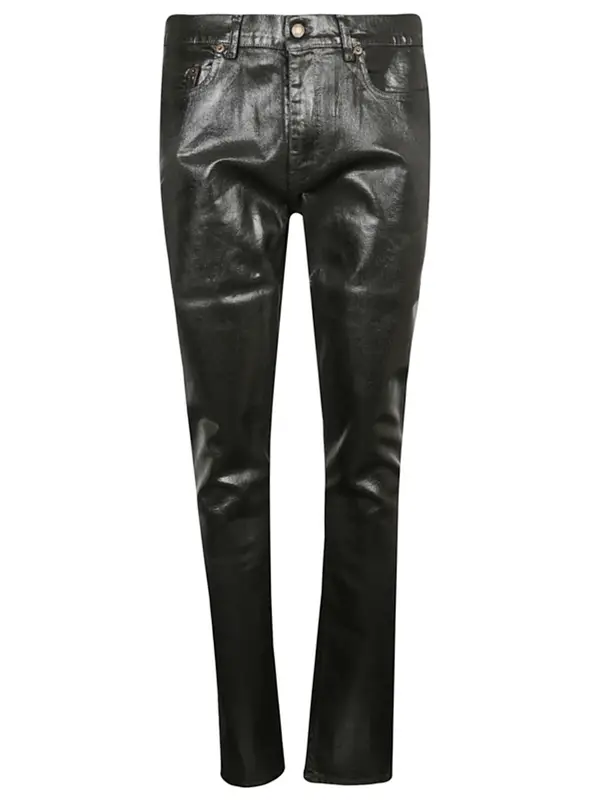 saint laurent oily coated jeans