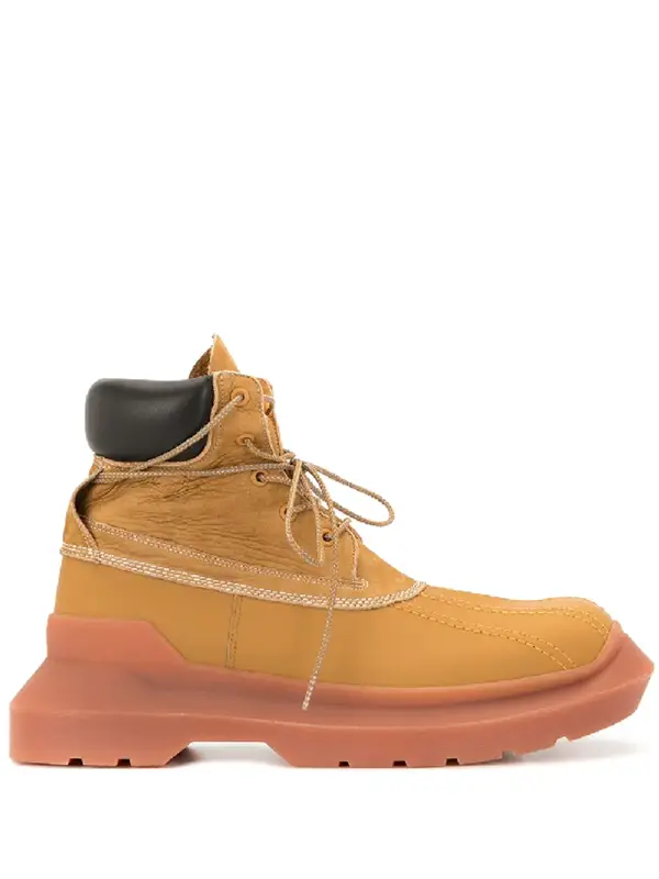 Undercover Chunky Sole Lace-up Boots In Beige $1200