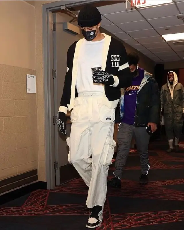 Kyle Kuzma outfit in Mr. Saturday, Sunnei, and Maybe Tomorrow, 2021