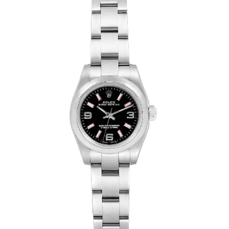 Rolex Nondate Black Dial Pink Hour Markers Ladies Watch 176200 Box Card In Not Applicable $3745