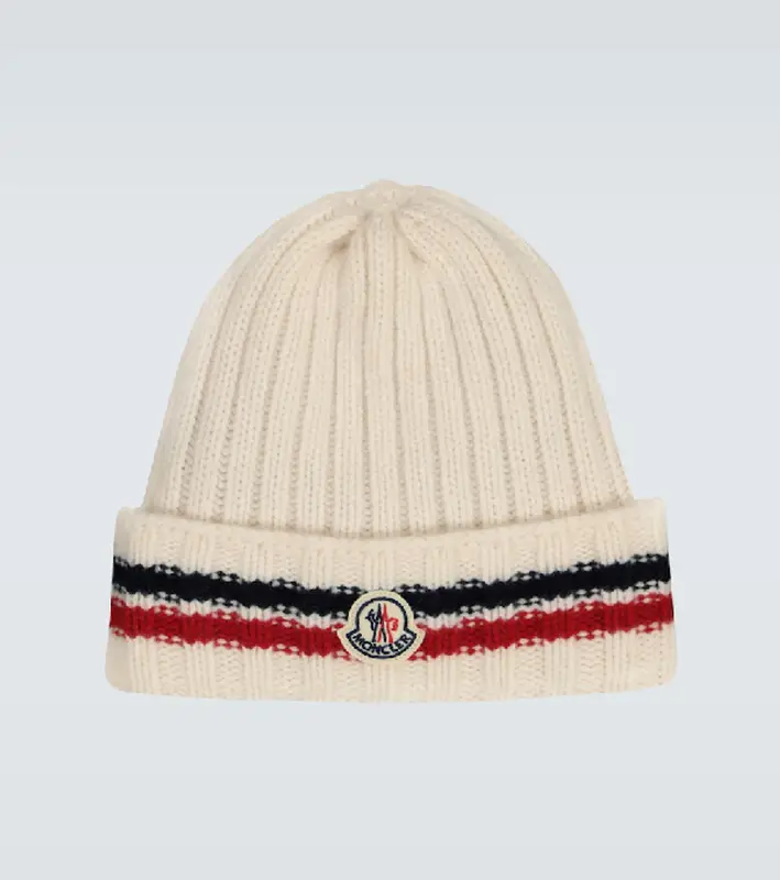 Moncler Wool Tricot Beanie With Logo In 