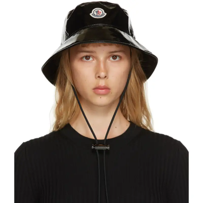 Moncler Patent Leather Bucket Hat In 