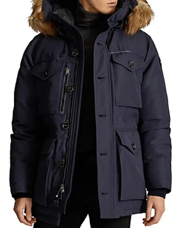 Polo Ralph Lauren Rlx Ralph Lauren Faux Fur Water Repellent Down Parka In Navy $1495