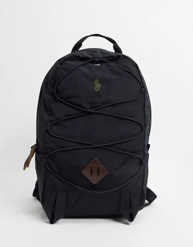 Polo Ralph Lauren Backpack In Black With Contrasting Pony Logo-green $45