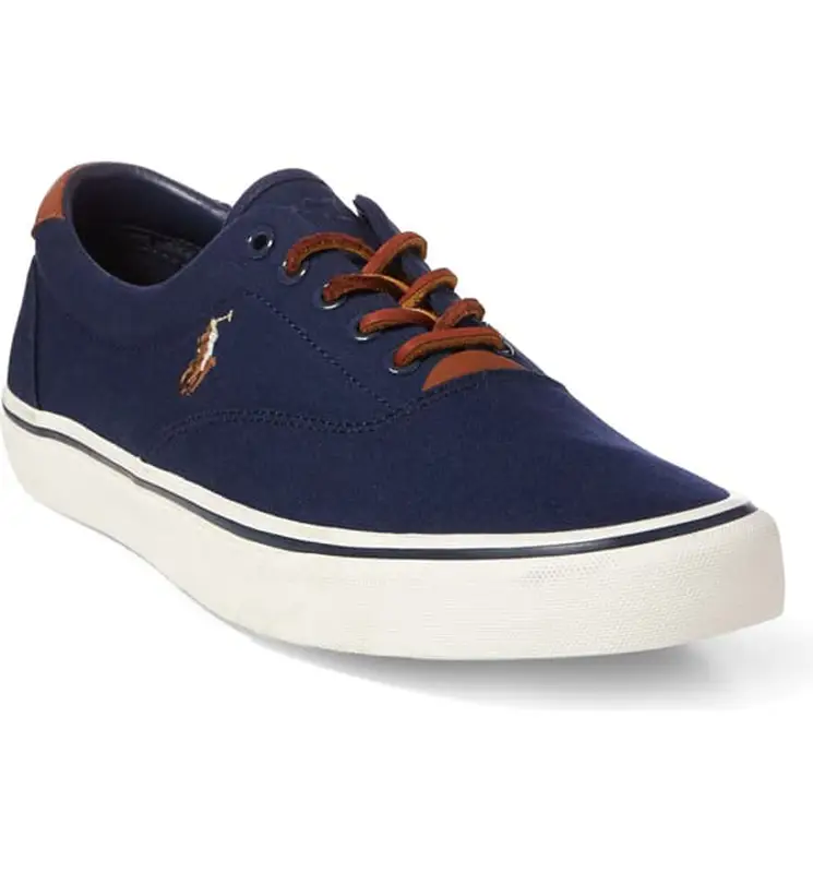 Polo Ralph Lauren Thorton Low Top Sneakers In Navy Canvas $65