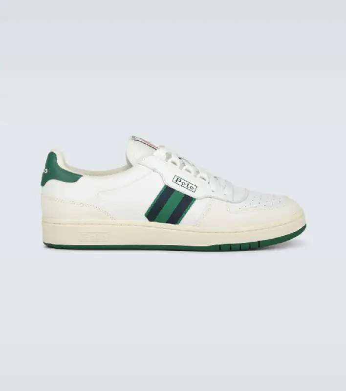 Polo Ralph Lauren Court Leather Sneakers In White $130