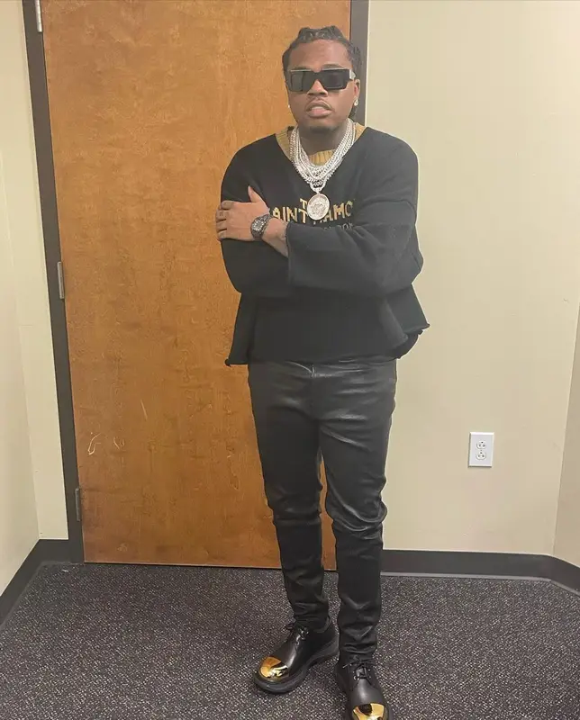 Gunna outfit in Rick Owens, Alexander McQueen, and Louis Vuitton, 2021