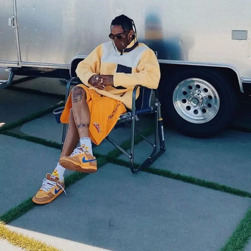 Travis Scott outfit in Cactus Jack, Readymade, and Nike, 2020