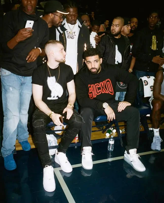 Drake outfit in OVO, Nike, and Stone Island, 2020