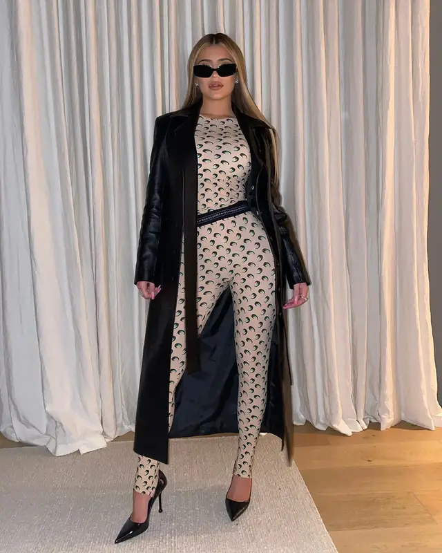 Kylie Jenner outfit in Materiel, Alexander Wang, and Gentle Monster, 2020