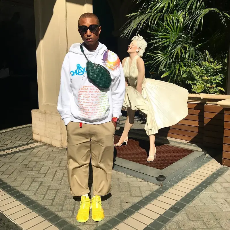 Pharrell Williams outfit in 99percentis, Chanel, and Seditionaries, 2020