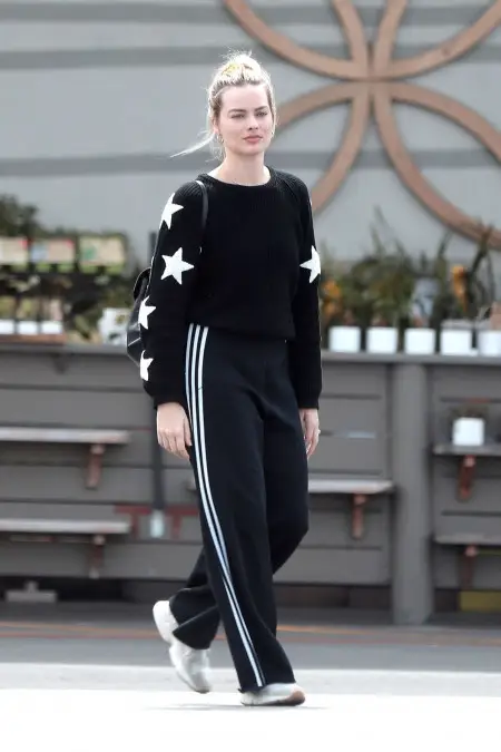 Margot Robbie outfit in Adidas, Chanel, and Zoe Karssen, 2020