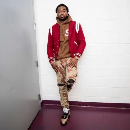John Wall outfit in Saint Laurent, Supreme, and Amiri, 2020