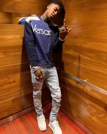 NBA YoungBoy outfit in Versace and H&M, 2020