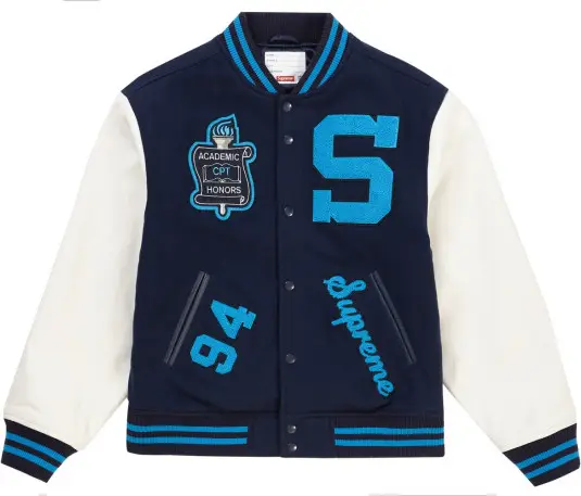 Supreme Team Varsity Jacket Navy | WHAT'S ON THE STAR?