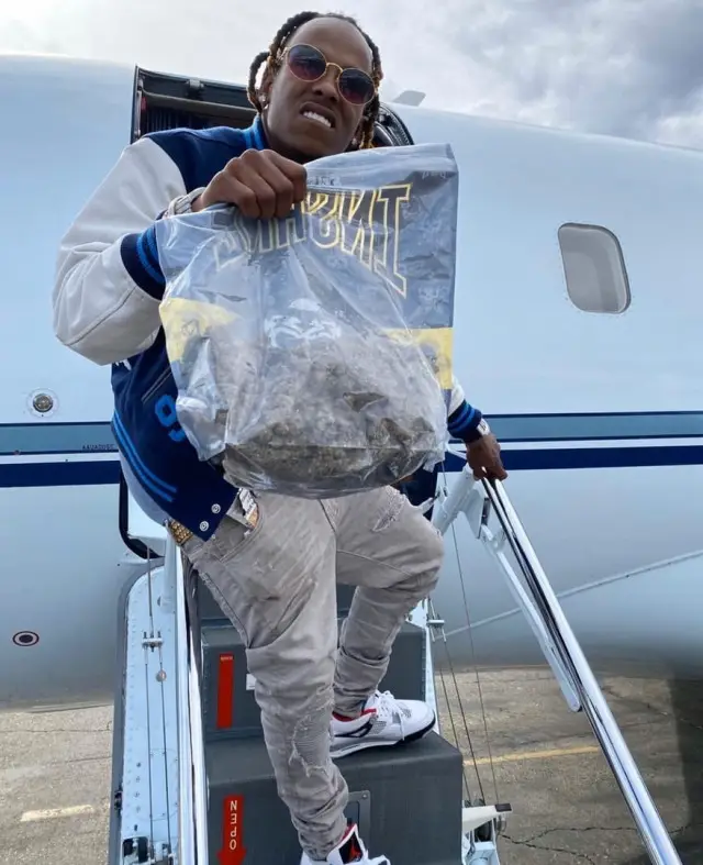 Rich The Kid outfit in Supreme, Amiri, and Cartier, 2020