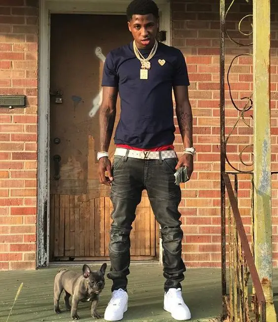 NBA YoungBoy outfit in Comme Des Garcons, G-Star RAW, and Louis Vuitton, 2020