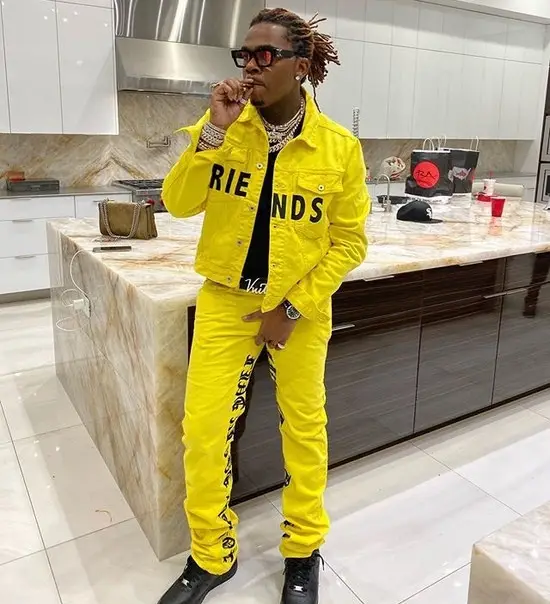 Gunna outfit in Vlone, Nike, and Louis Vuitton, 2020