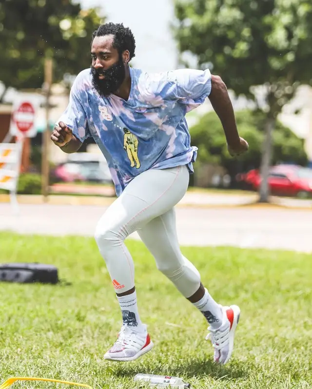 James Harden outfit in Travis Scott Merch and Adidas, 2020