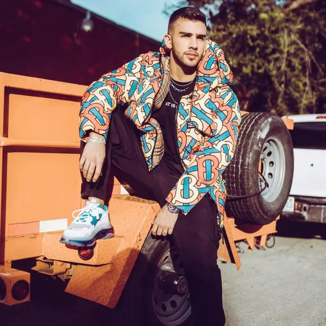 Manuel Turizo outfit in Burberry, Prada, and Balenciaga, 2020