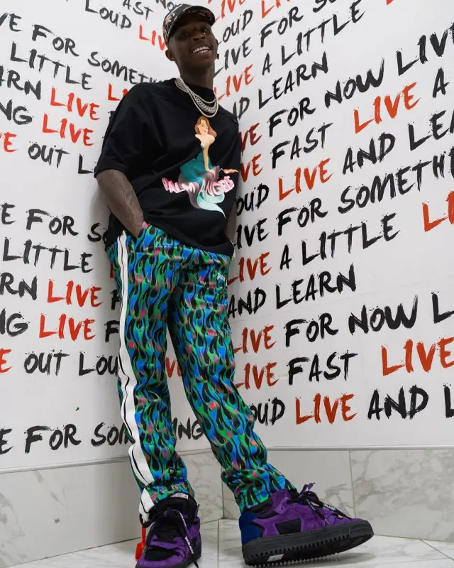 Quando Rondo outfit in Palm Angels and Off-White, 2020
