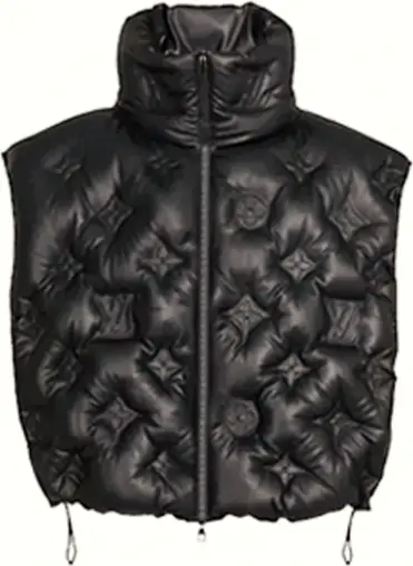 Louis Vuitton Women's Zip Up Gilet Vest Studded Leather Black 197807274