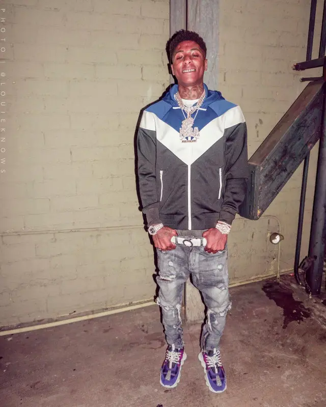 NBA YoungBoy outfit in Rag & Bone, Crysp Denim, and Versace, 2020