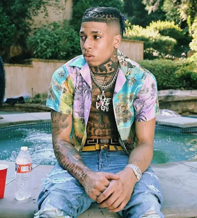 NLE Choppa outfit in Amiri and Versace, 2020