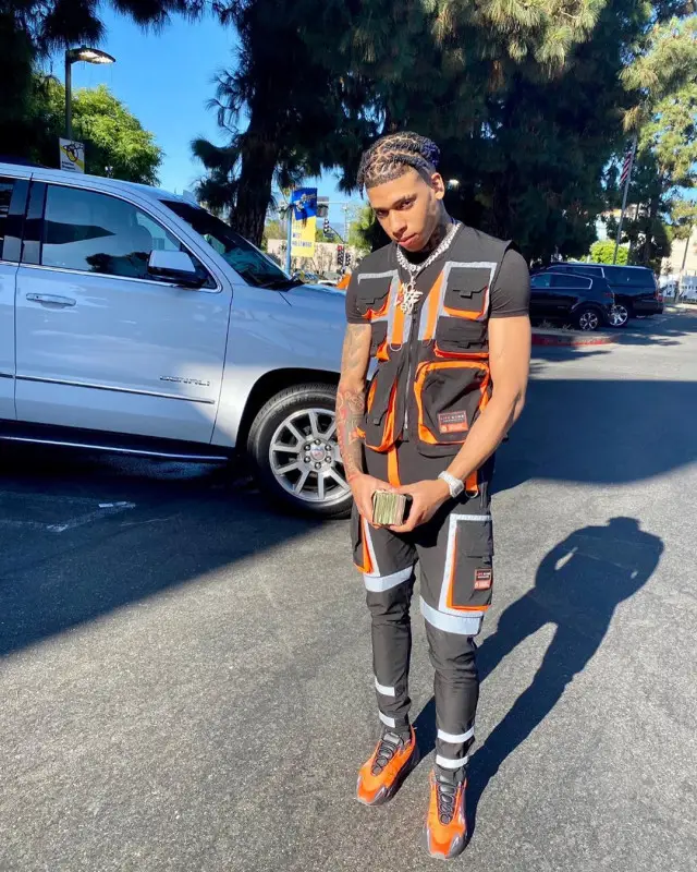 NLE Choppa outfit in Life Code and Adidas, 2020