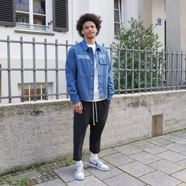 Leroy Sane outfit in Dior, Jordan, and Rick Owens, 2020