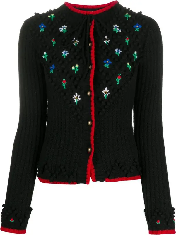 Philosophy Di Lorenzo Serafini Flower Embroidery Virgin Wool Cardigan $795