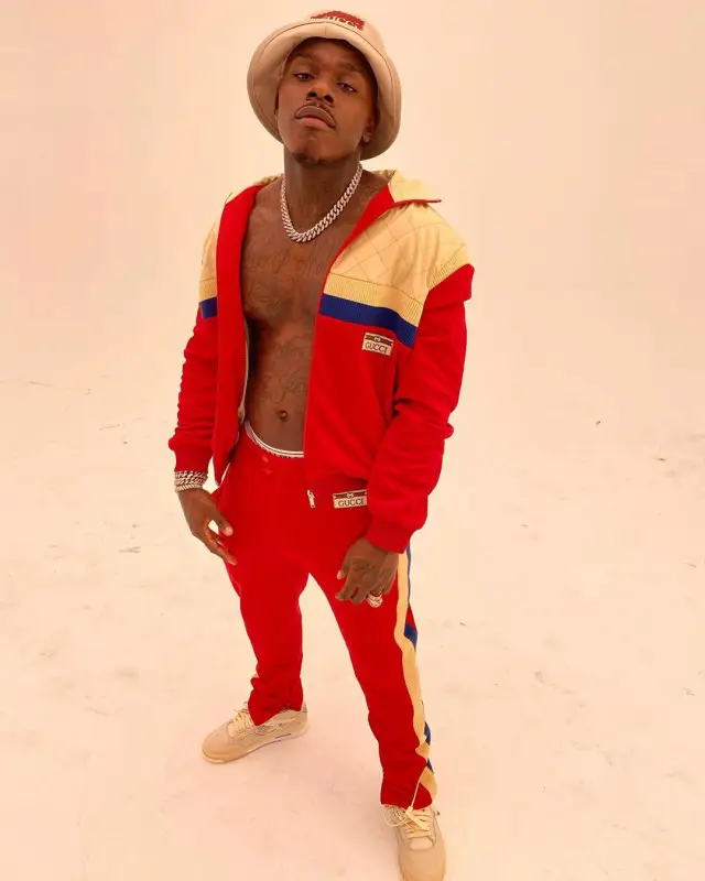 DaBaby outfit in Jordan, Gucci, and Off-White, 2020