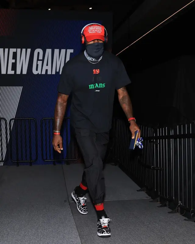 LeBron James outfit in Awake NY, Prada, and Custom, 2020