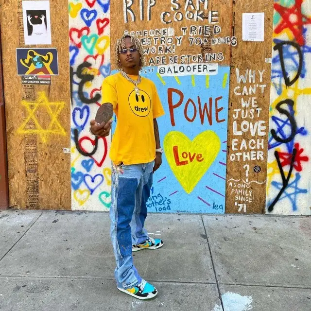 Rich The Kid outfit in Drew House, Gallery Dept., and Cartier, 2020