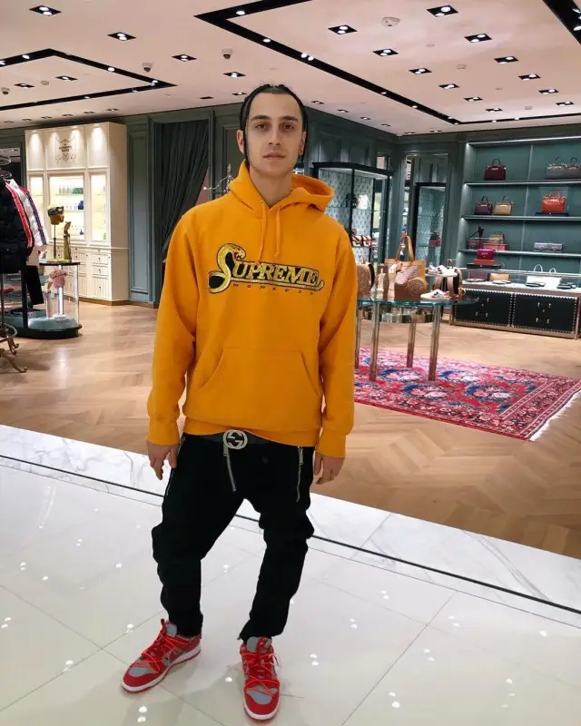 Yanix outfit in Supreme, Dsquared2, and Gucci, 2020