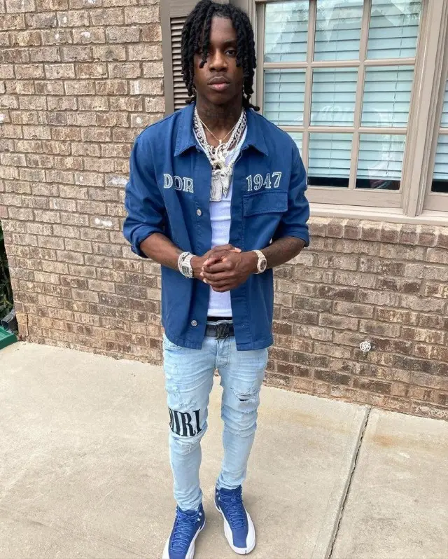 Polo G outfit in Dior, Amiri, and Louis Vuitton, 2020