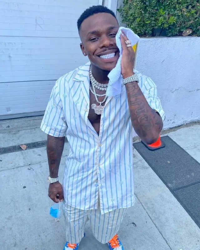 DaBaby outfit in Gucci, Member's Mark, and Off-White, 2020