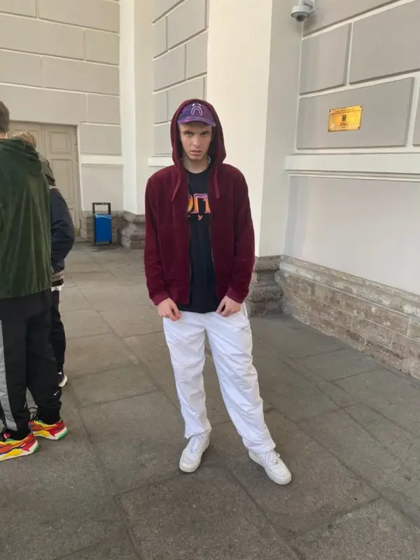 MAYOT outfit in Stone Island, RNDM Store, and Bape, 2020