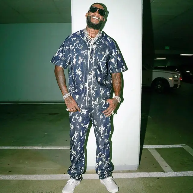 Gucci Mane outfit in Fear of God and Louis Vuitton, 2020