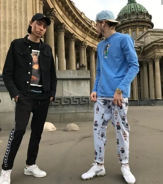 Flesh outfit in Off-White, Kappa, and Ami Alexandre Mattiussi, 2018